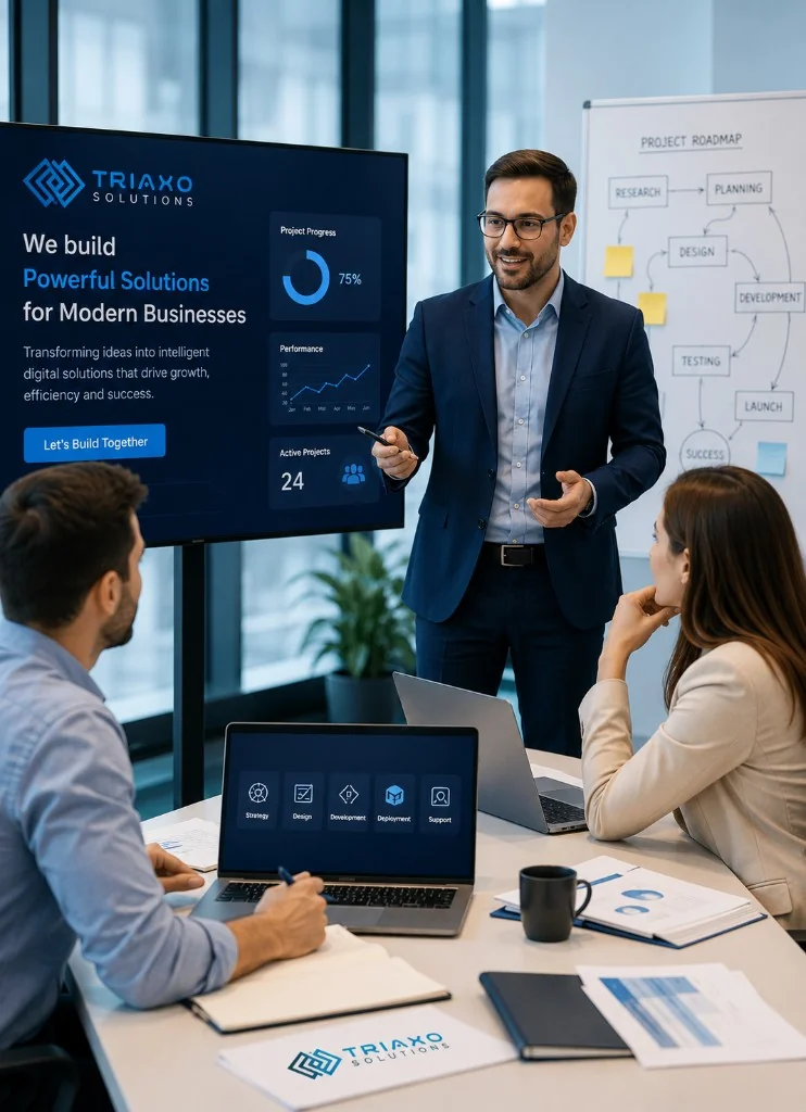 Triaxo team in a client strategy meeting