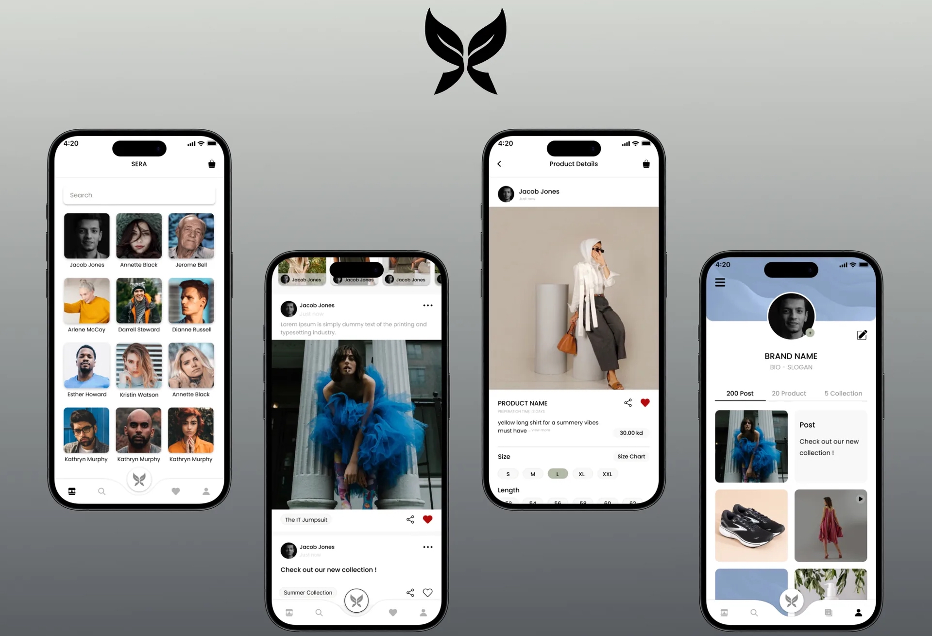Sera mobile app — reels-style social feed with shoppable fashion content
