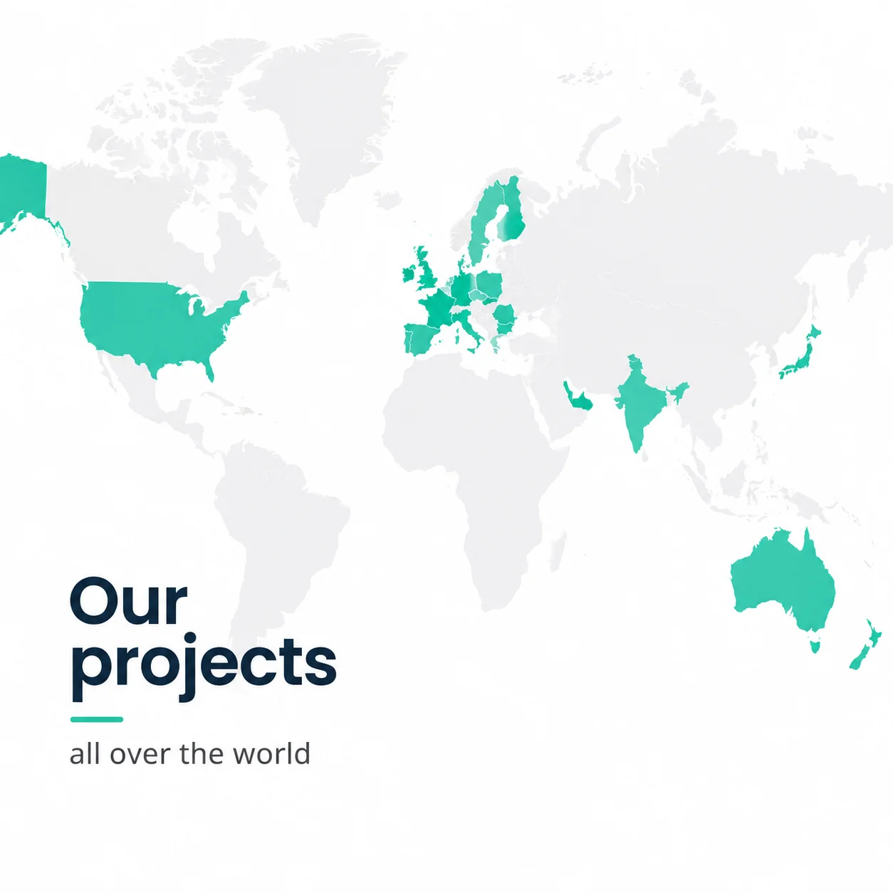 Triaxo client projects across North America, Europe, the Middle East, Asia, and Oceania